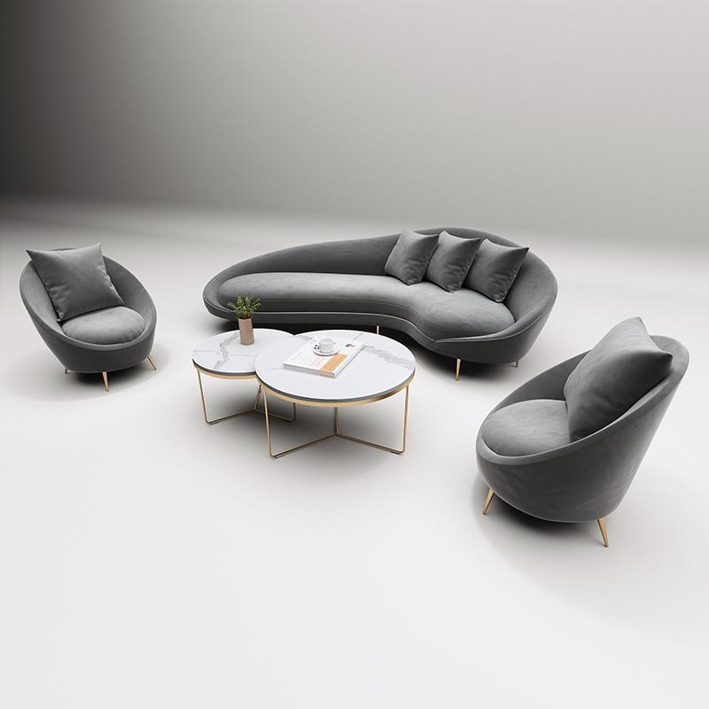 Slender Modern Curved Two Seater, Three Seater, Four Seater Sofa, Armchair, Velvet